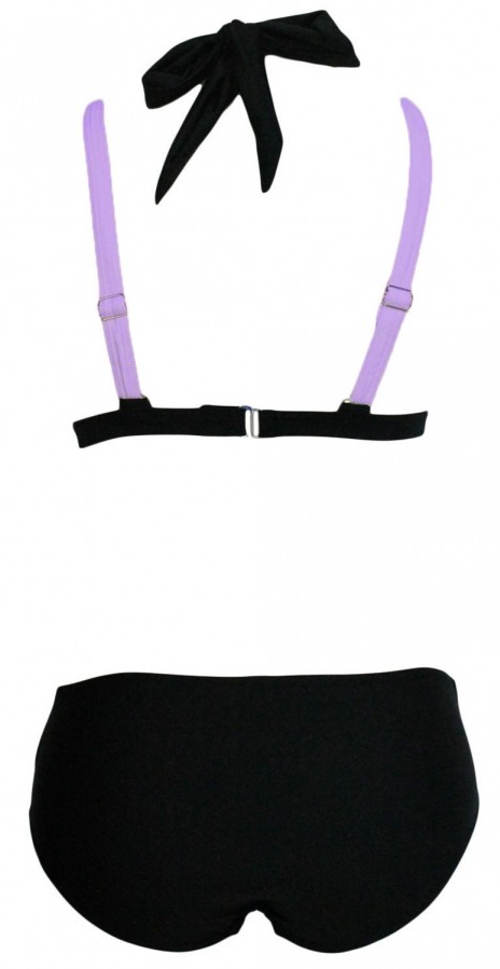 Fekete-lila bikini plusz mérethez