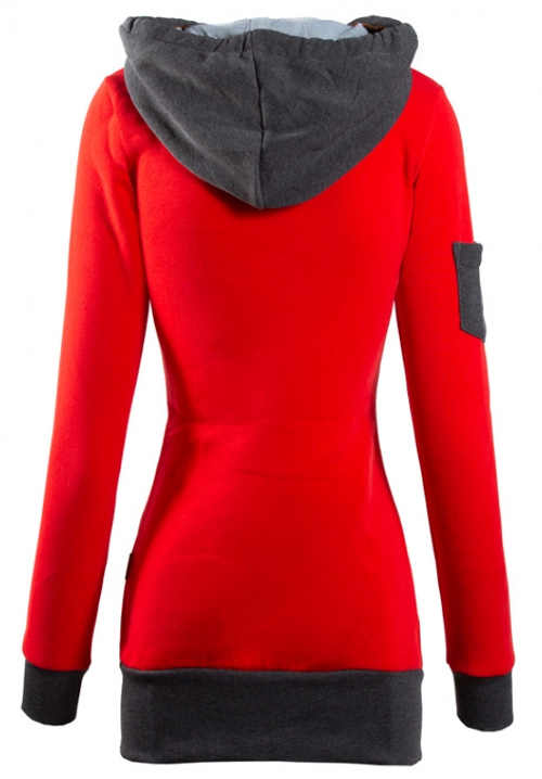 Piros kapucnis női kabát kapucnival