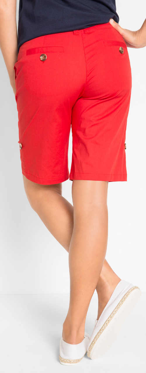 Egyszínű piros női nyári rövidnadrág