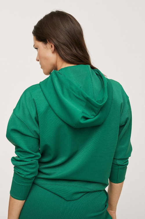 Kapucnis pulóver zöld színben