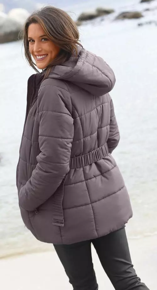 Szürke női steppelt kabát pufók nőknek