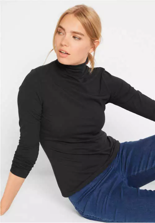 Fekete női ing garbónyakkal