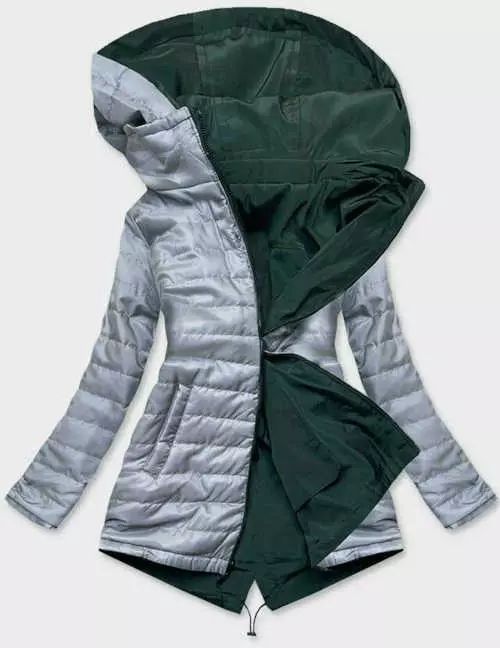 Modern női téli megfordítható kabát kapucnival