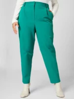 Női egyszínű zöld klasszikus nadrág moletteknek