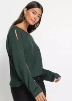 Plus size pulóver modern sötétzöld színben