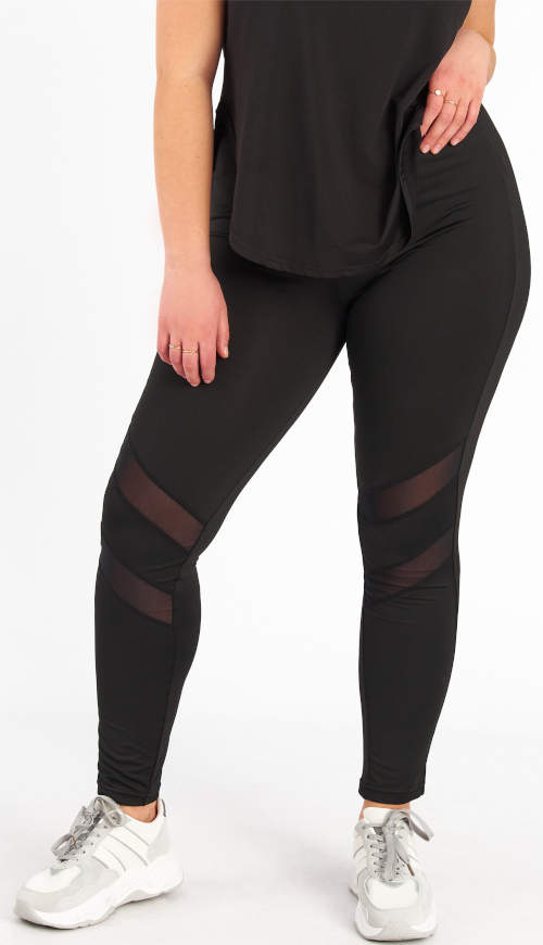 Olcsó fekete sport leggings hálóval moletteknek