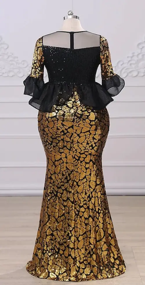 Hosszú arany XXL party ruha